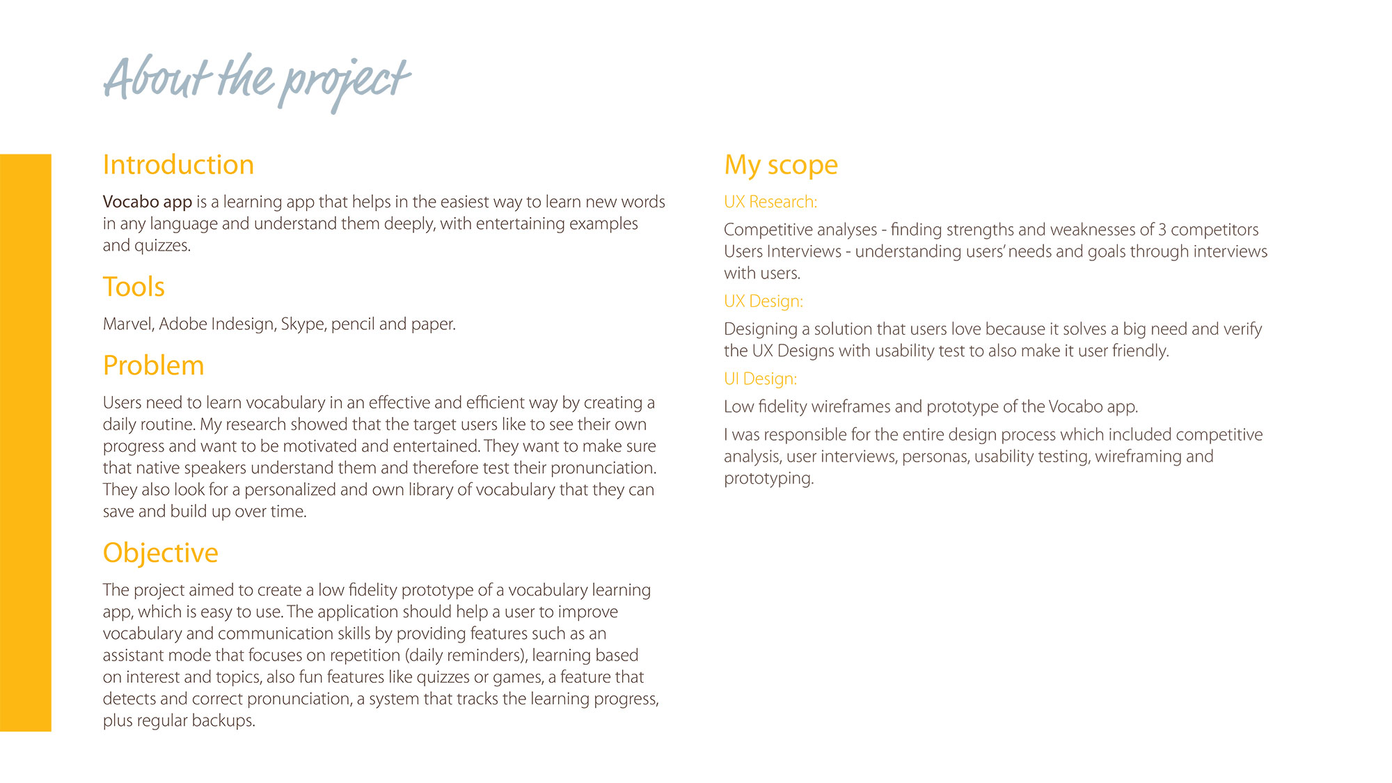 Vocabo app UX Case Study